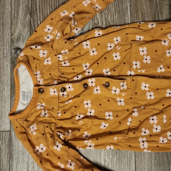 SOLD 18M Yellow/Brown/Pink Floral Jumper With Snaps - Picture 2 of 5